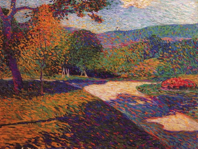 1854-Hugo Curt Herrmann - Sentiero estivo del parco con vista sulla valle del Wiesent